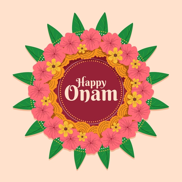 플랫 onam 꽃 장식