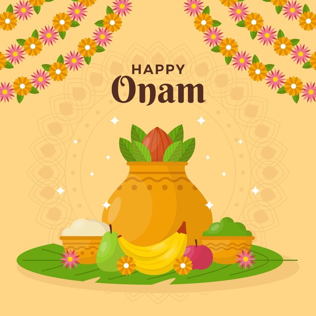 Flat onam illustration