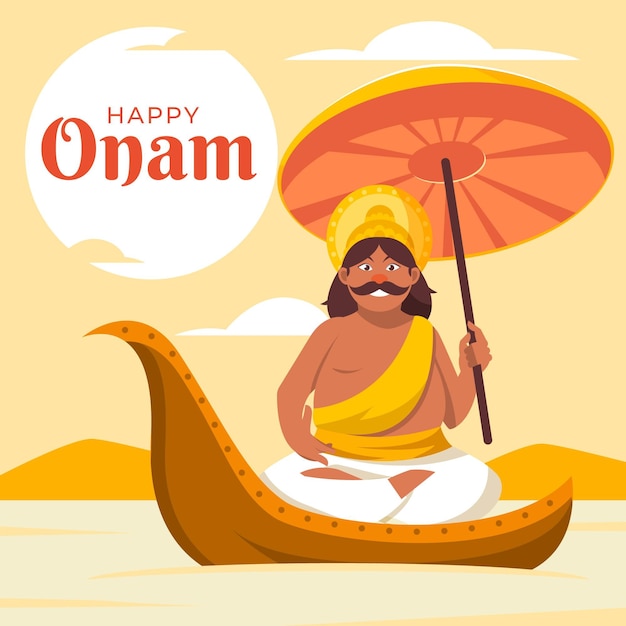 Vettore gratuito illustrazione di onam piatto