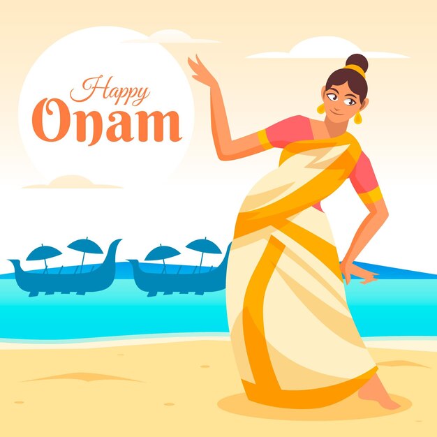 Flat onam illustration