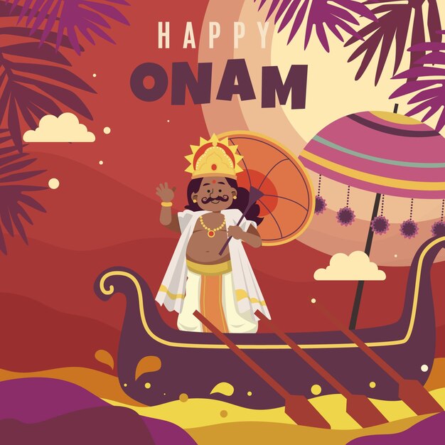 Flat onam illustration