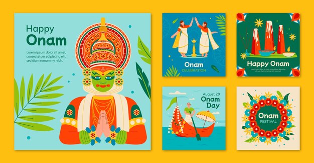 Collezione di post instagram flat onam