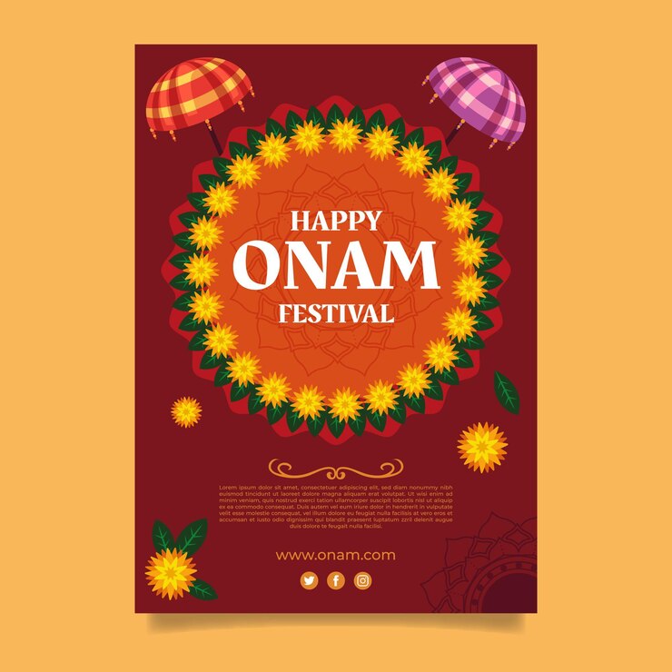 Free Vector flat onam vertical poster template