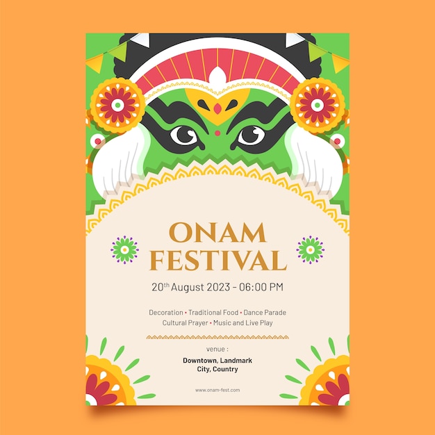 플랫 onam 세로 포스터 템플릿