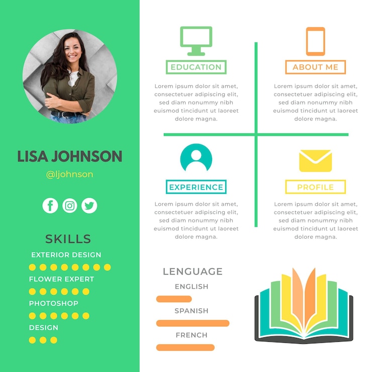 Free Vector flat online cv template