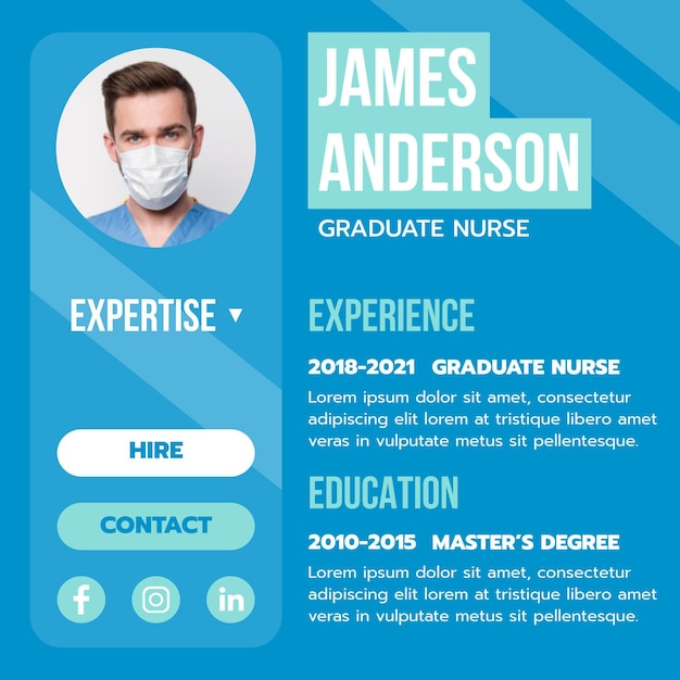 Free vector flat online cv template