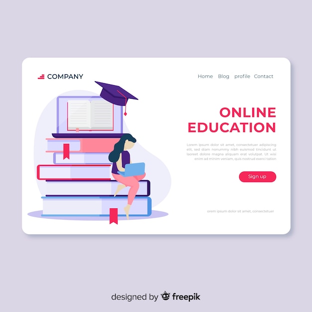 Flat online education landing page