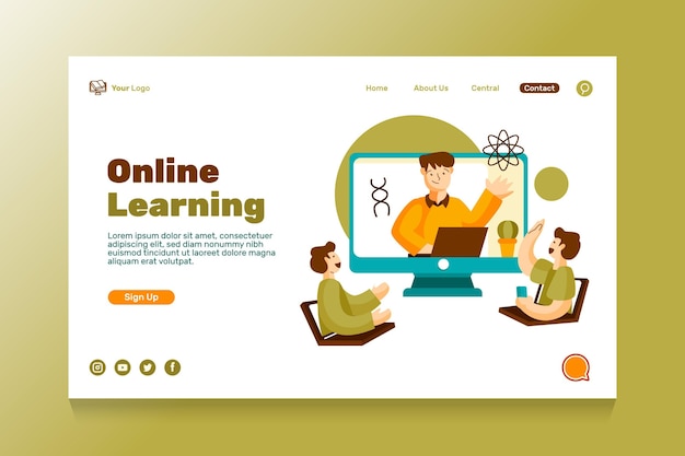 Free vector flat online education landing page