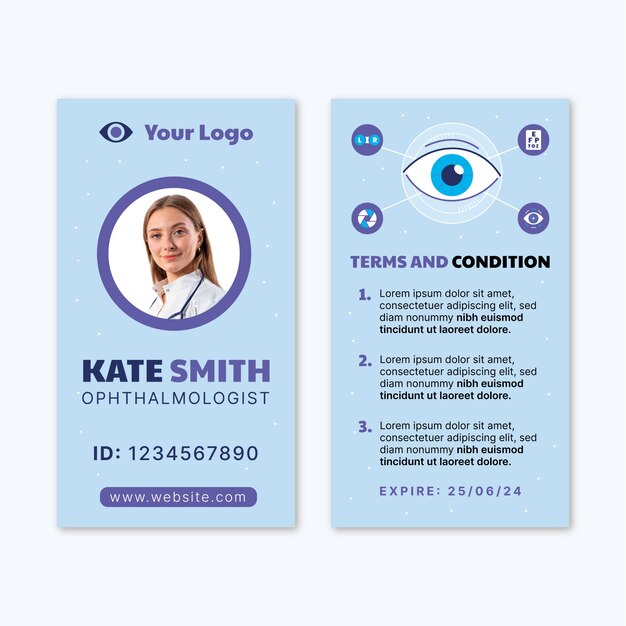 Flat ophthalmologist id card template