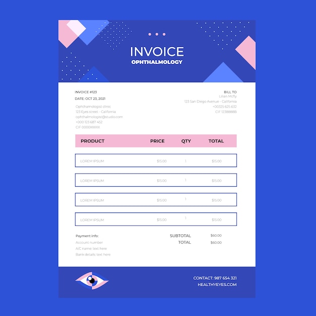 Flat ophthalmologist invoice template