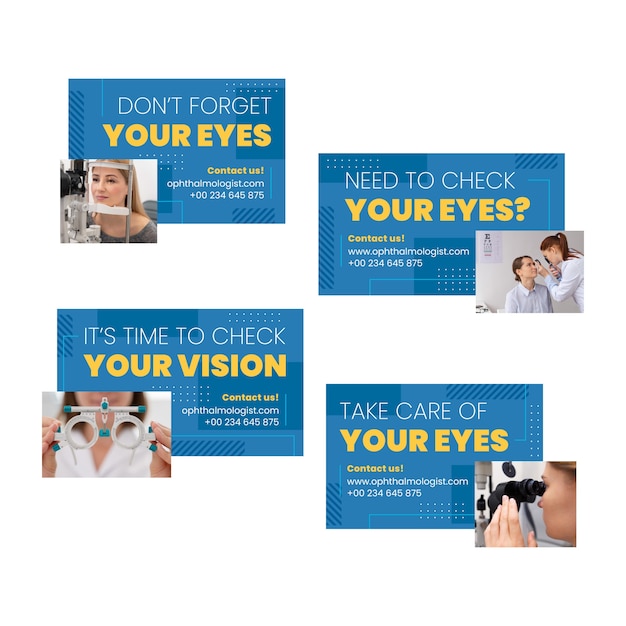 Free vector flat ophthalmologist labels collection