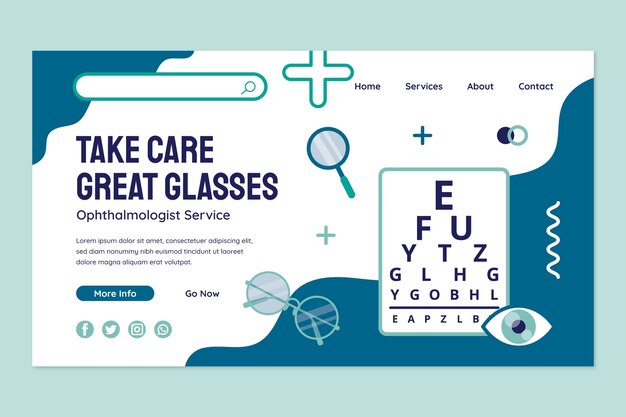 Flat ophthalmologist landing page template