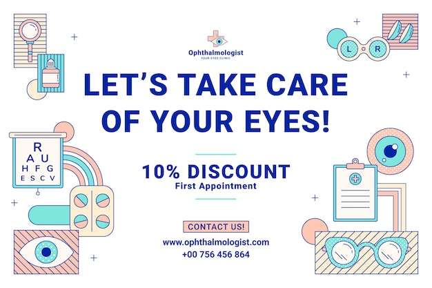 Flat ophthalmologist sale background