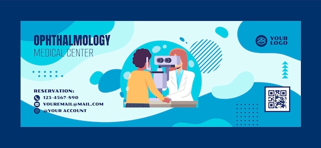 Free vector flat ophthalmologist social media cover template