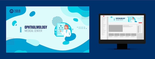免费矢量平面眼科医生youtube频道的艺术