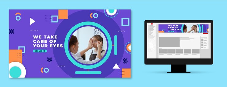 Free Vector flat ophthalmologist youtube channel art