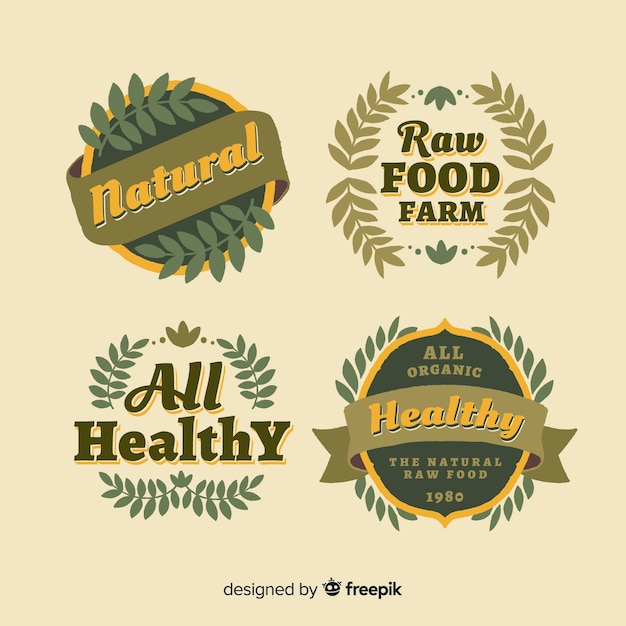 Free vector flat organic food label pack