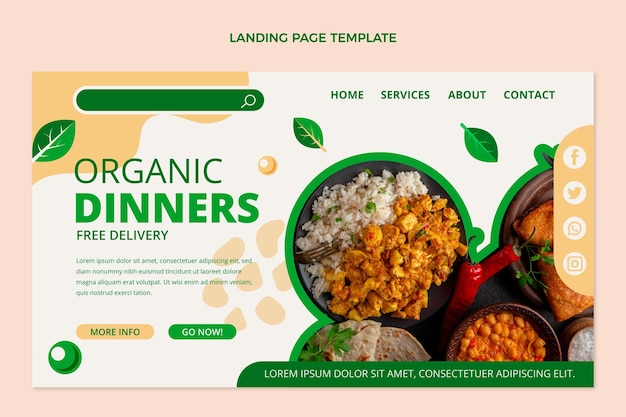 Free vector flat organic food landing page template