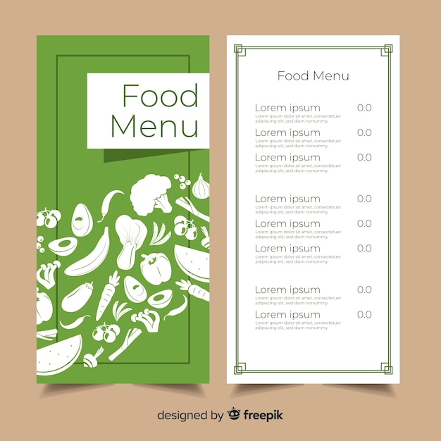 Flat organic food menu template