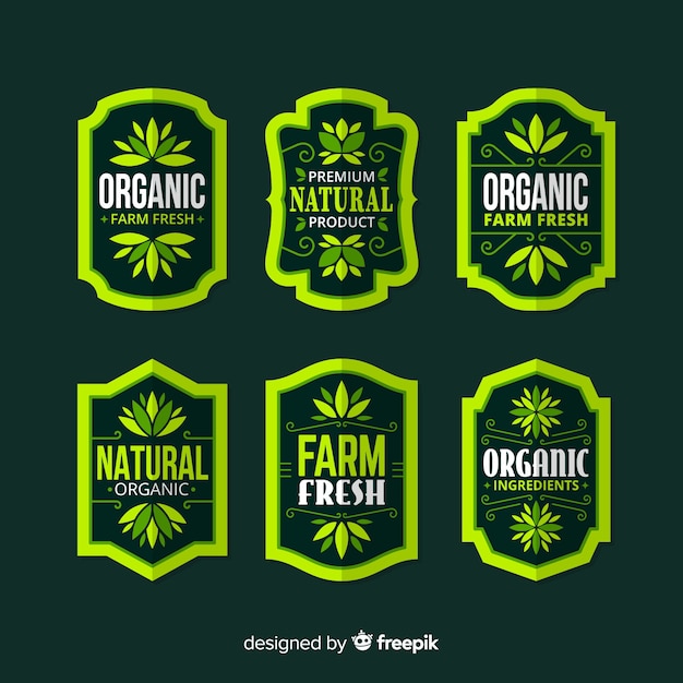 Free vector flat organic fruit label set