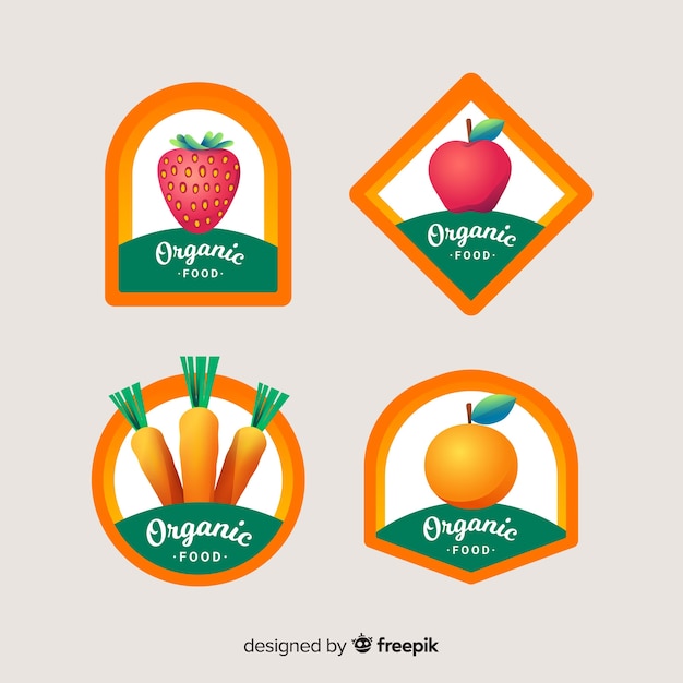 Free vector flat organic fruit label set