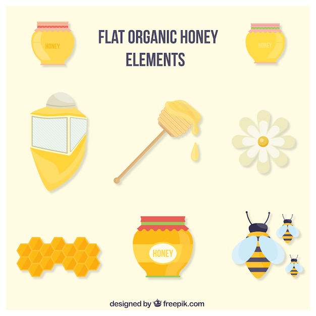 Flat organic honey accessories set