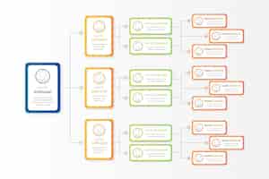 Vettore gratuito infografica organigramma piatto con foto