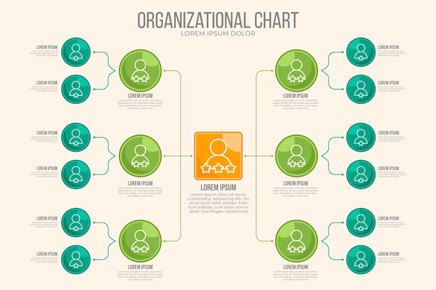 Vettore gratuito infografica organigramma piatto