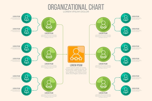 Flat organizational chart infographic