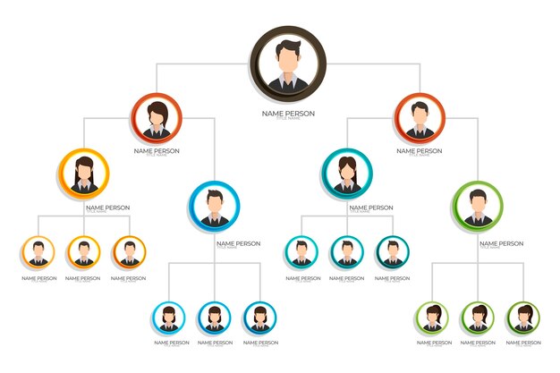 Flat organizational chart infographic