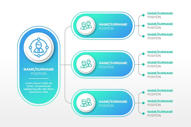 무료 벡터 편평한 조직도 infographic