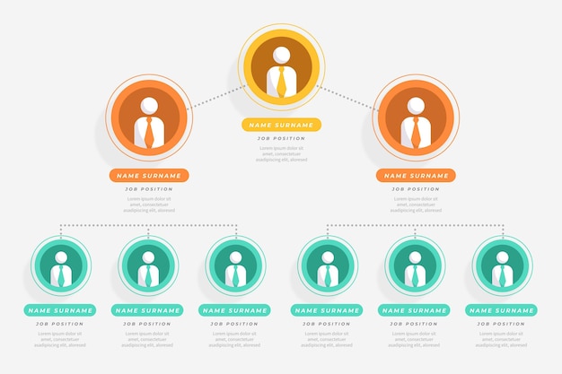 Free vector flat organizational chart infographic