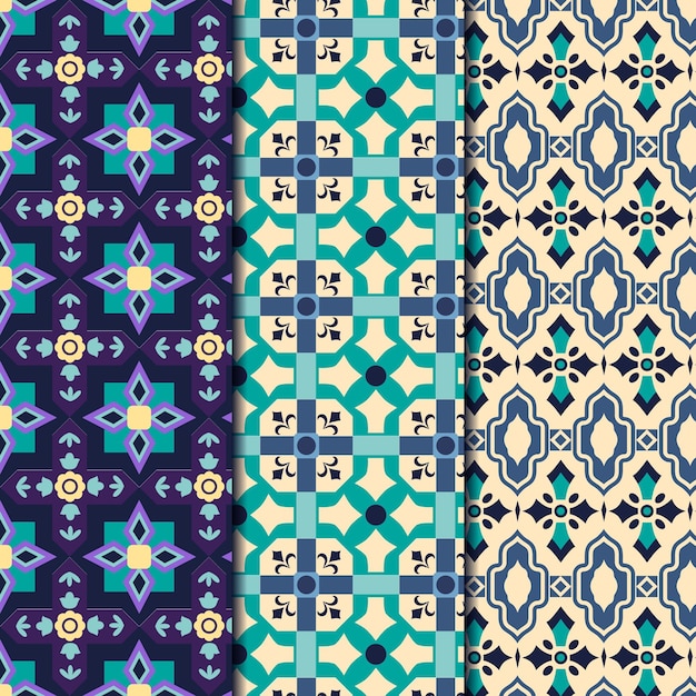 Flat ornamental arabic pattern collection