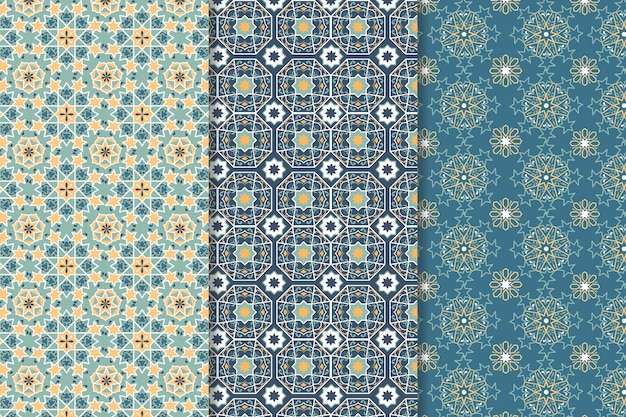 Flat ornamental arabic pattern collection