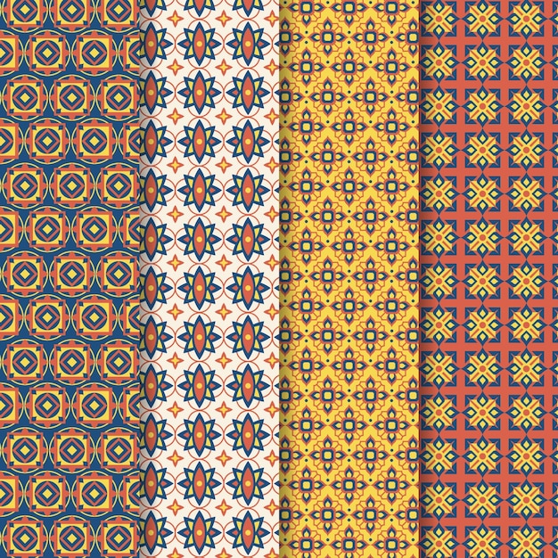 Flat ornamental arabic pattern collection