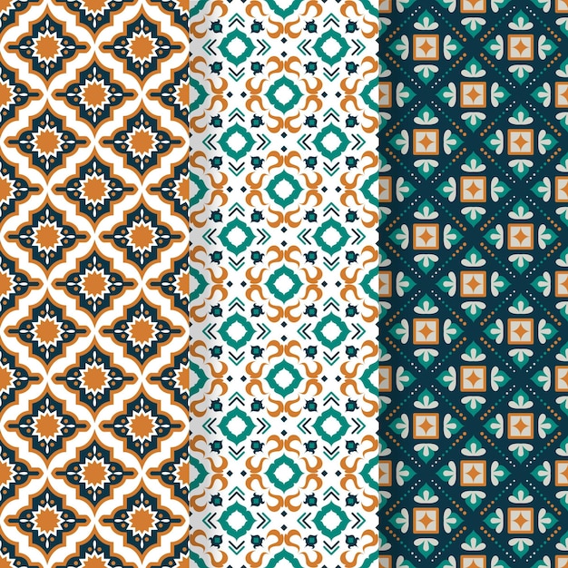 Free vector flat ornamental arabic pattern collection