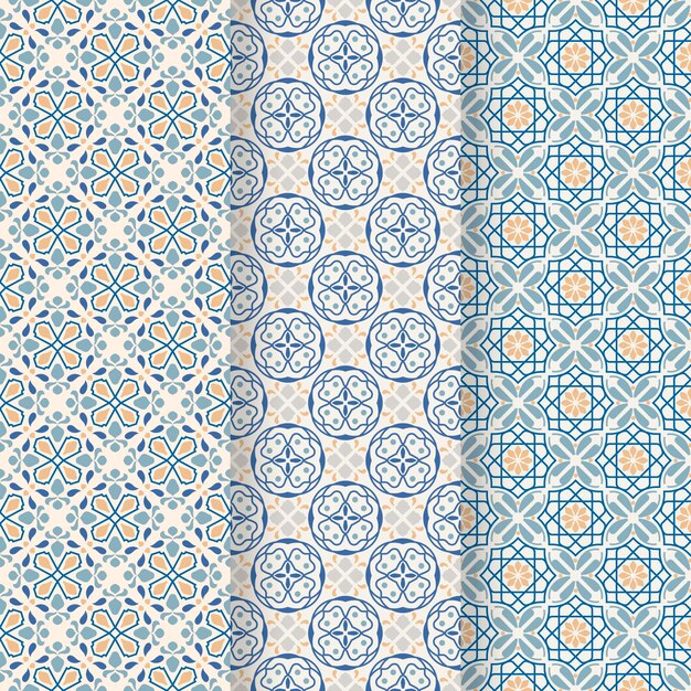 Flat ornamental arabic pattern collection