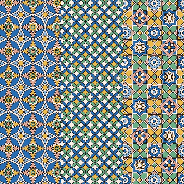 Flat ornamental arabic pattern collection