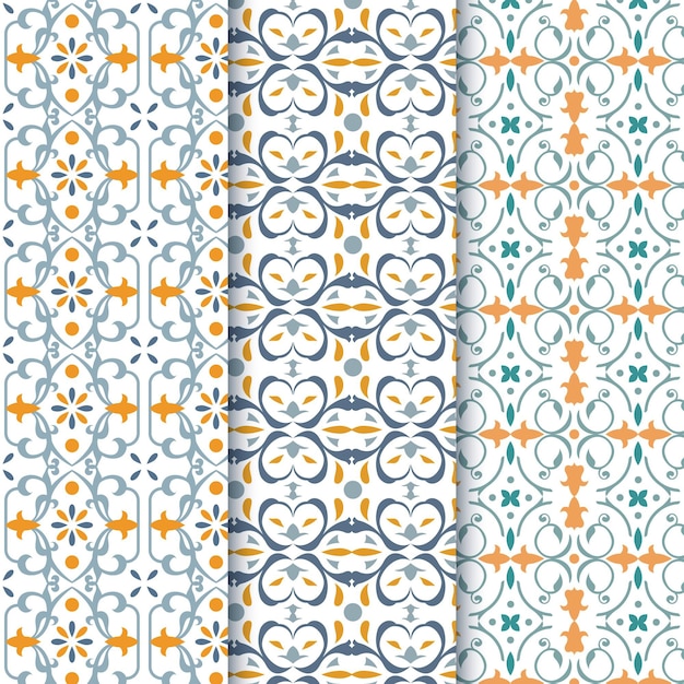 Free vector flat ornamental arabic pattern pack