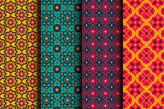 Flat ornamental arabic pattern set