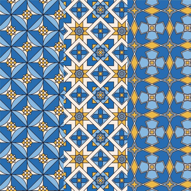 Flat ornamental arabic pattern set