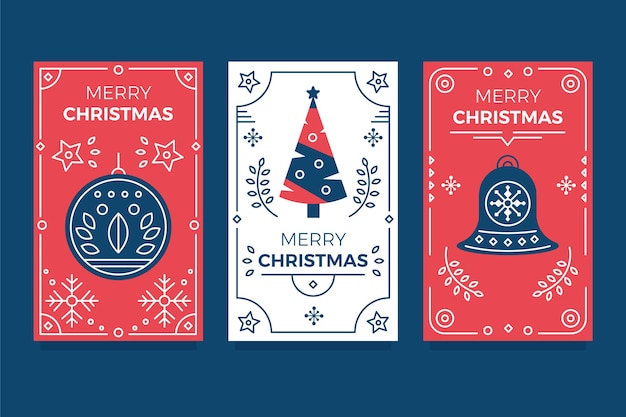 Flat ornamental christmas cards collection