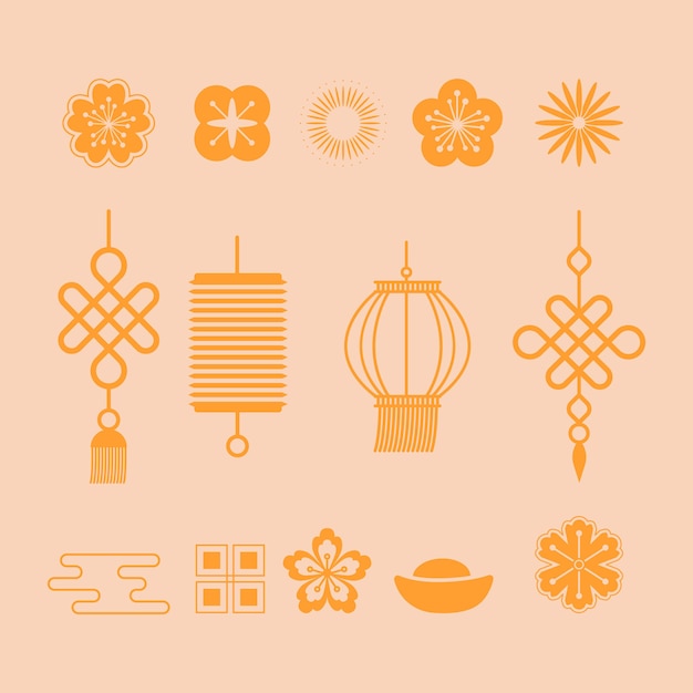 Free vector flat ornaments collection for chinese new year celebration