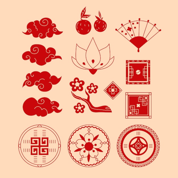 Flat ornaments collection for chinese new year celebration