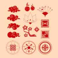 Free vector flat ornaments collection for chinese new year celebration