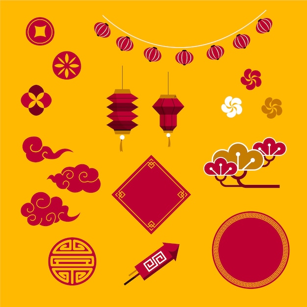 Free vector flat ornaments collection for chinese new year celebration