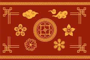 Free vector flat ornaments collection for chinese new year festival