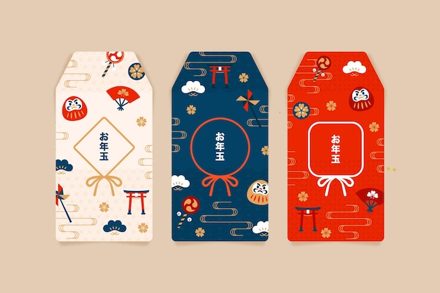 Free vector flat otoshidama templates