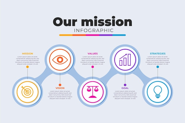 Flat our mission infographic