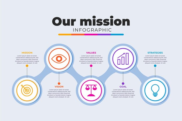 Flat our mission infographic